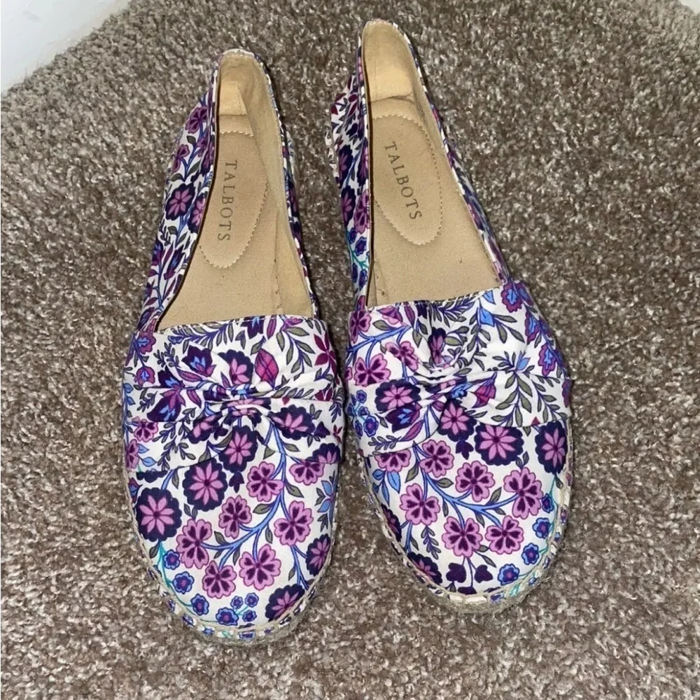 Talbots Izzy Cinched Floral Espadrille‎ Flats Size 9